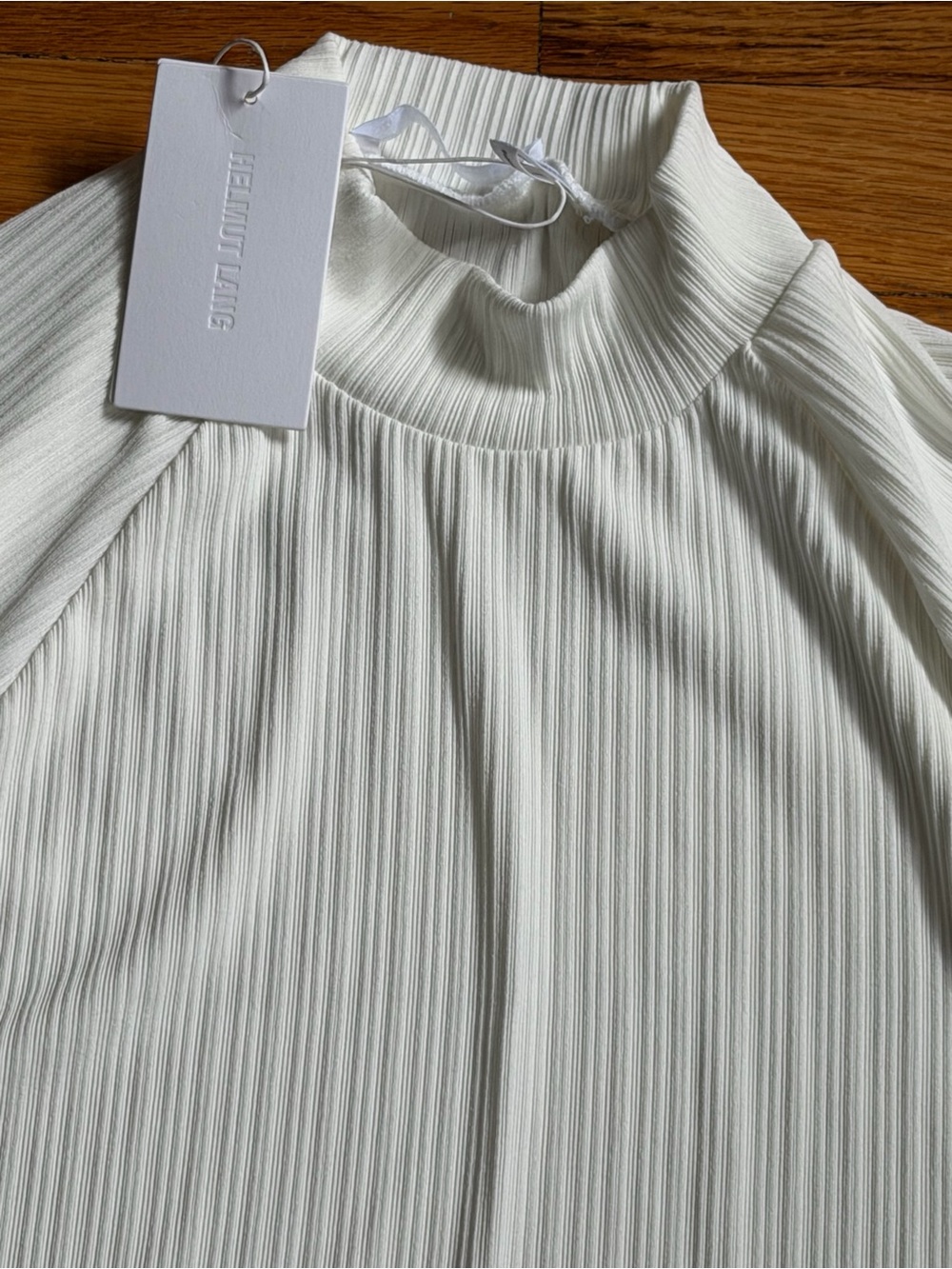 NWT Helmut Lang Rib Cuff Tee – Ivory, Size L - Picture 4 of 10